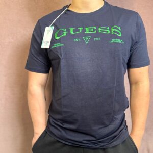 Pánské tričko GUESS – tmavě modré s vyšitým logem